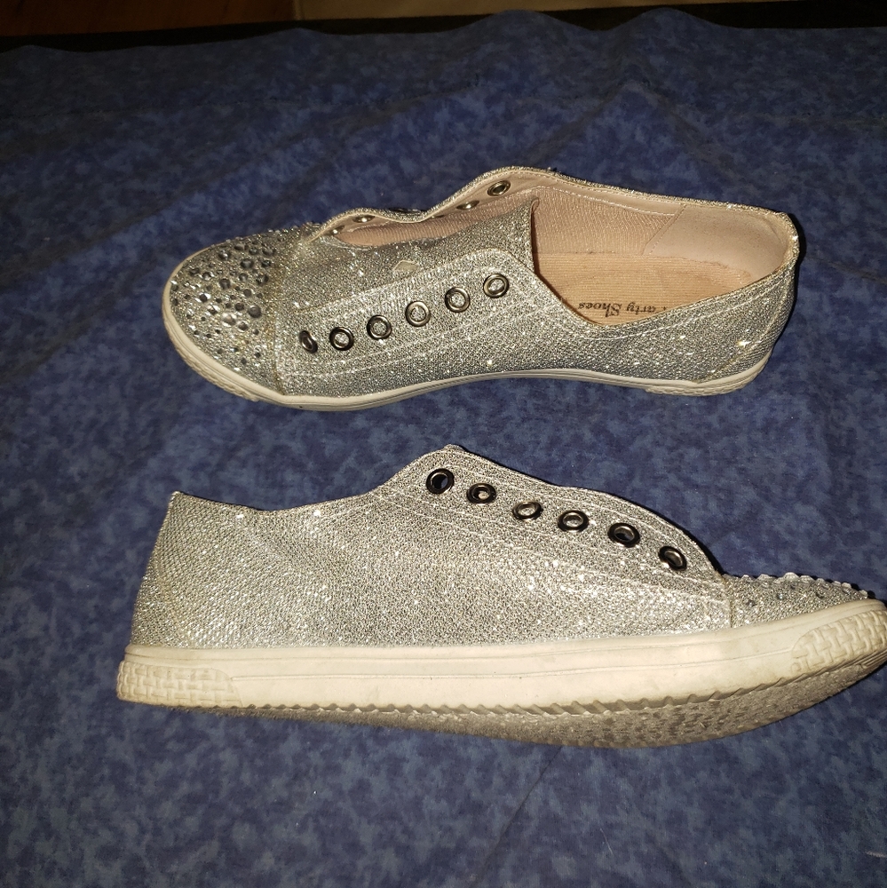 Silver sparkly sneakers